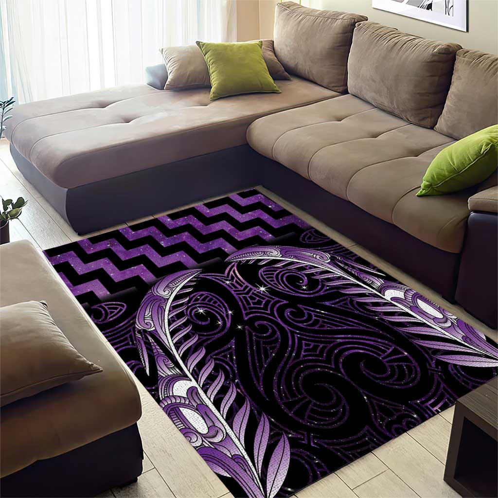 Purple Matariki New Zealand Area Rug Maori Poutama Galaxy Vibes