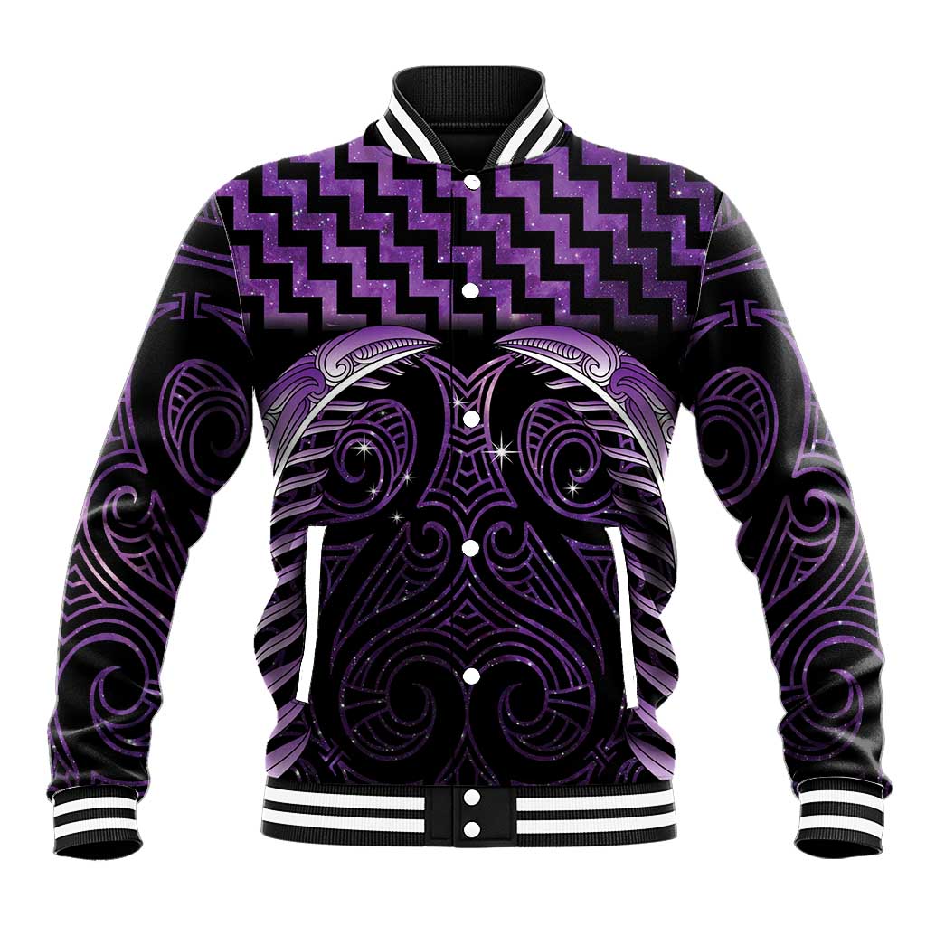 Purple Matariki New Zealand Baseball Jacket Maori Poutama Galaxy Vibes