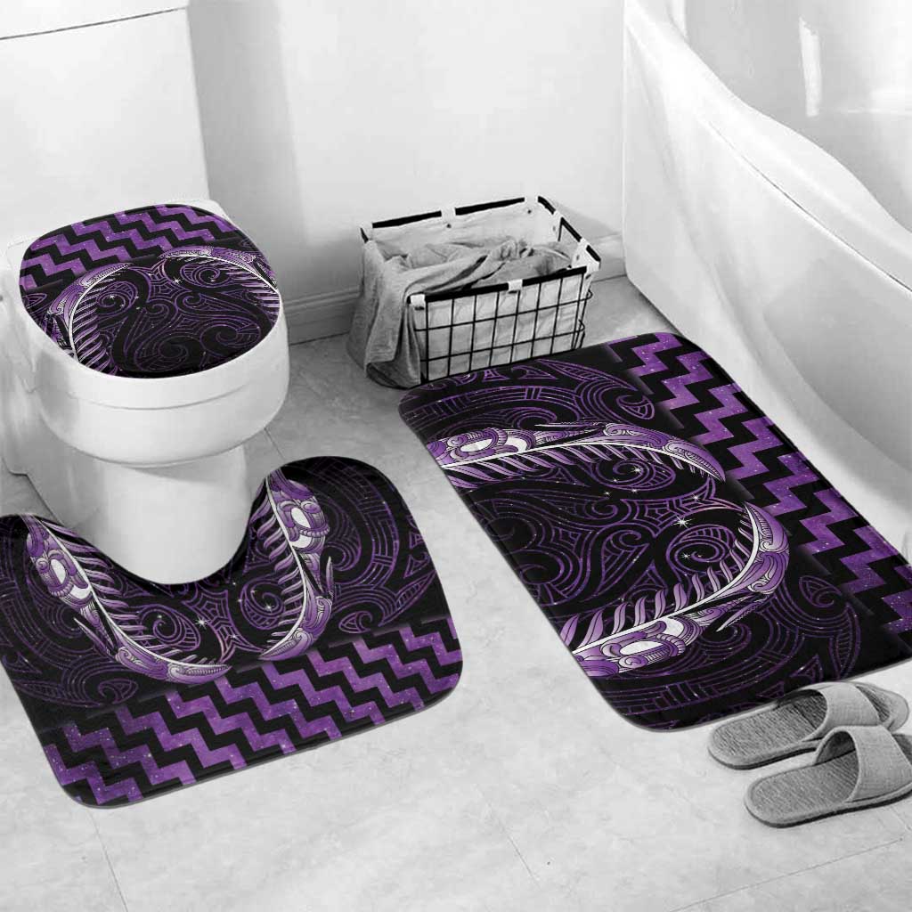 Purple Matariki New Zealand Bathroom Set Maori Poutama Galaxy Vibes - Polynesian Pride