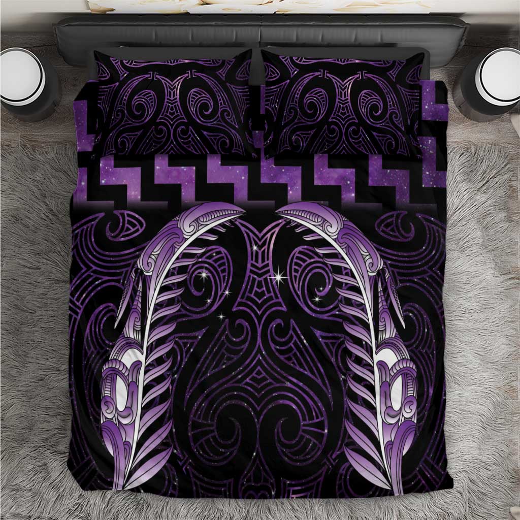 Purple Matariki New Zealand Bedding Set Maori Poutama Galaxy Vibes