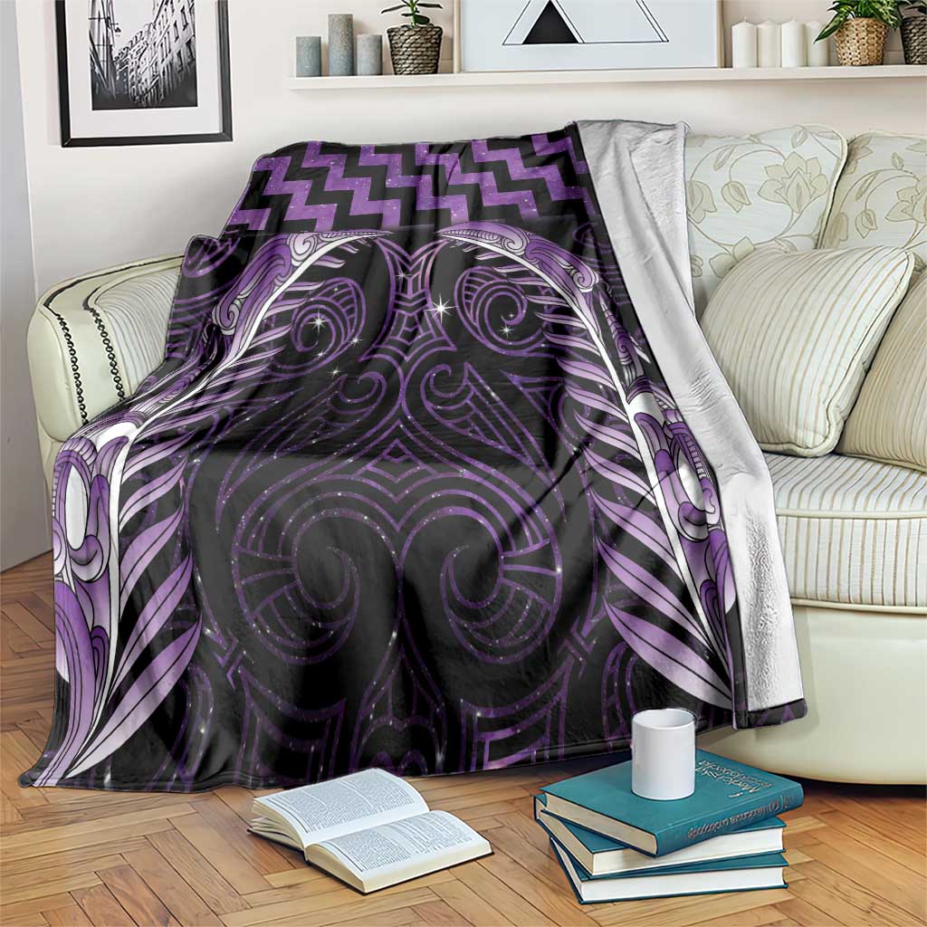 Purple Matariki New Zealand Blanket Maori Poutama Galaxy Vibes