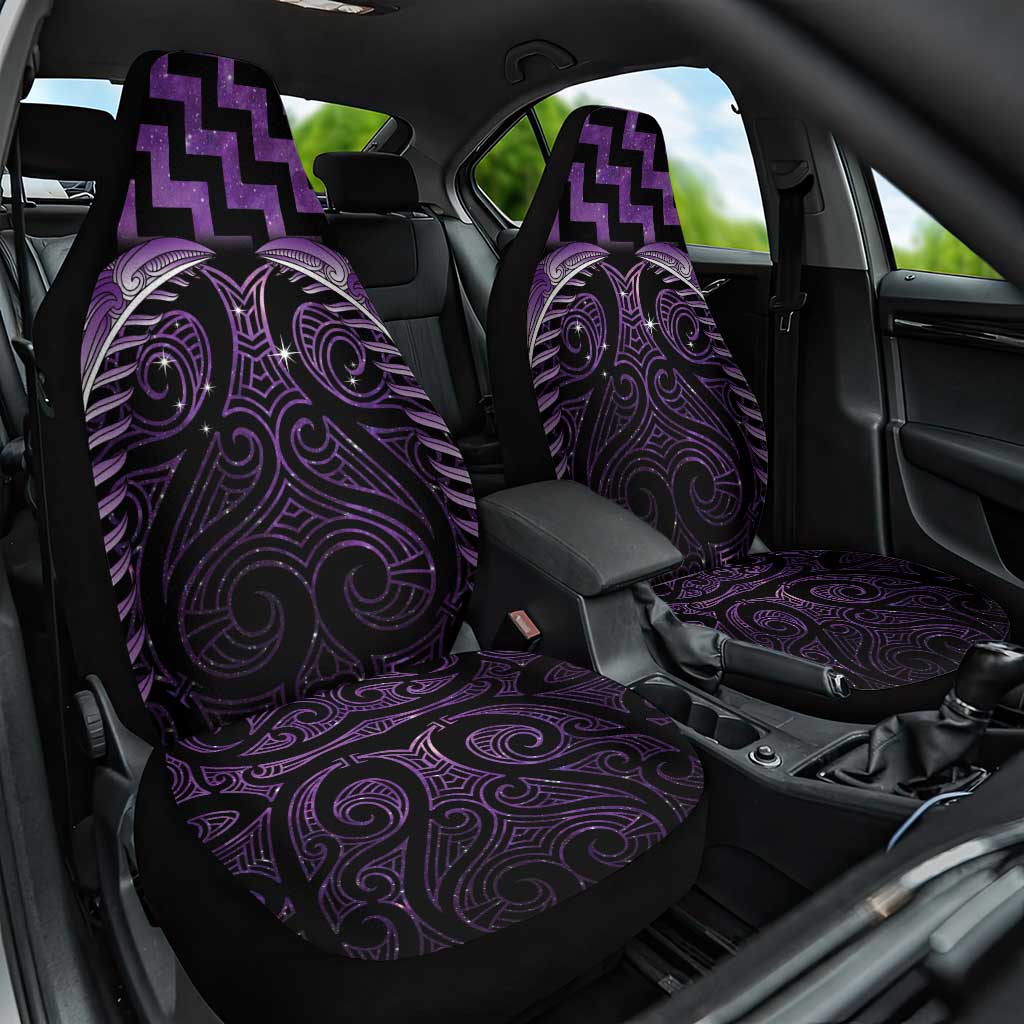 Purple Matariki New Zealand Car Seat Cover Maori Poutama Galaxy Vibes