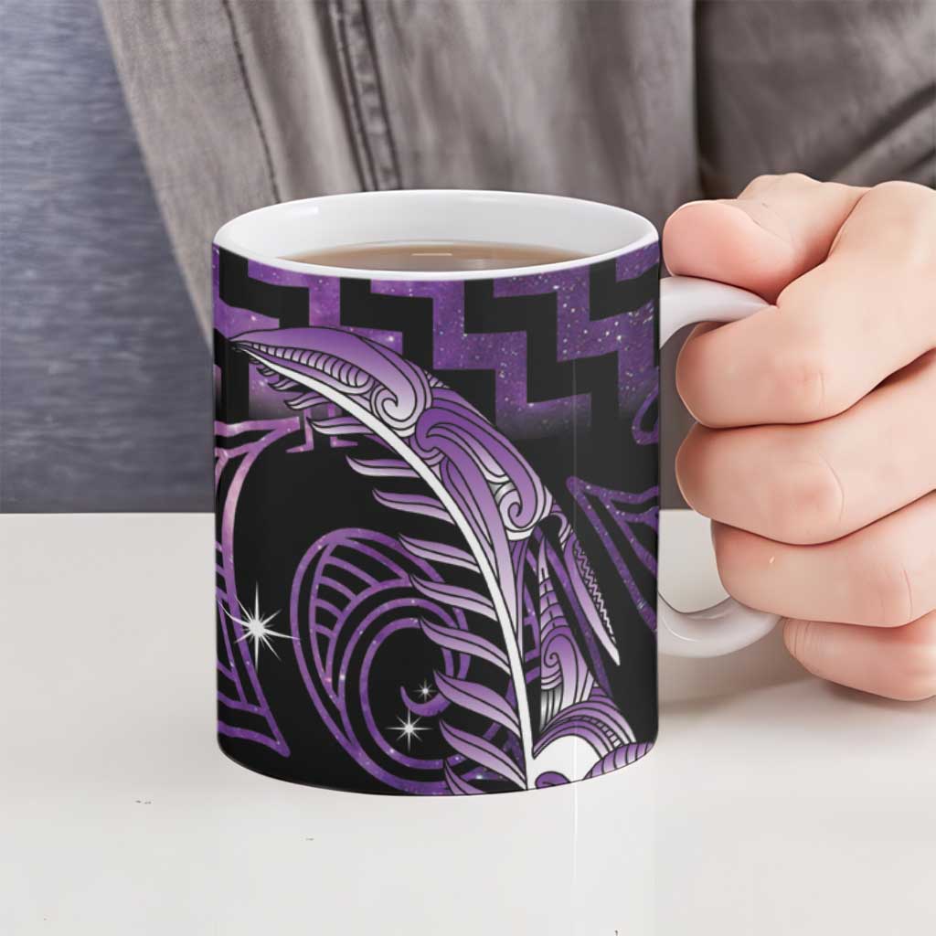 Purple Matariki New Zealand Ceramic Mug Maori Poutama Galaxy Vibes - Polynesian Pride