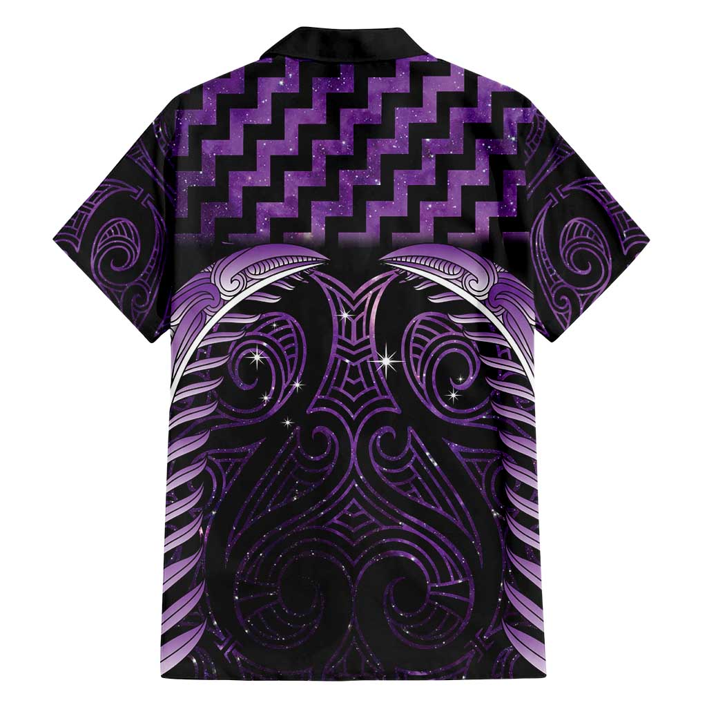 Purple Matariki New Zealand Family Matching Summer Maxi Dress and Hawaiian Shirt Maori Poutama Galaxy Vibes