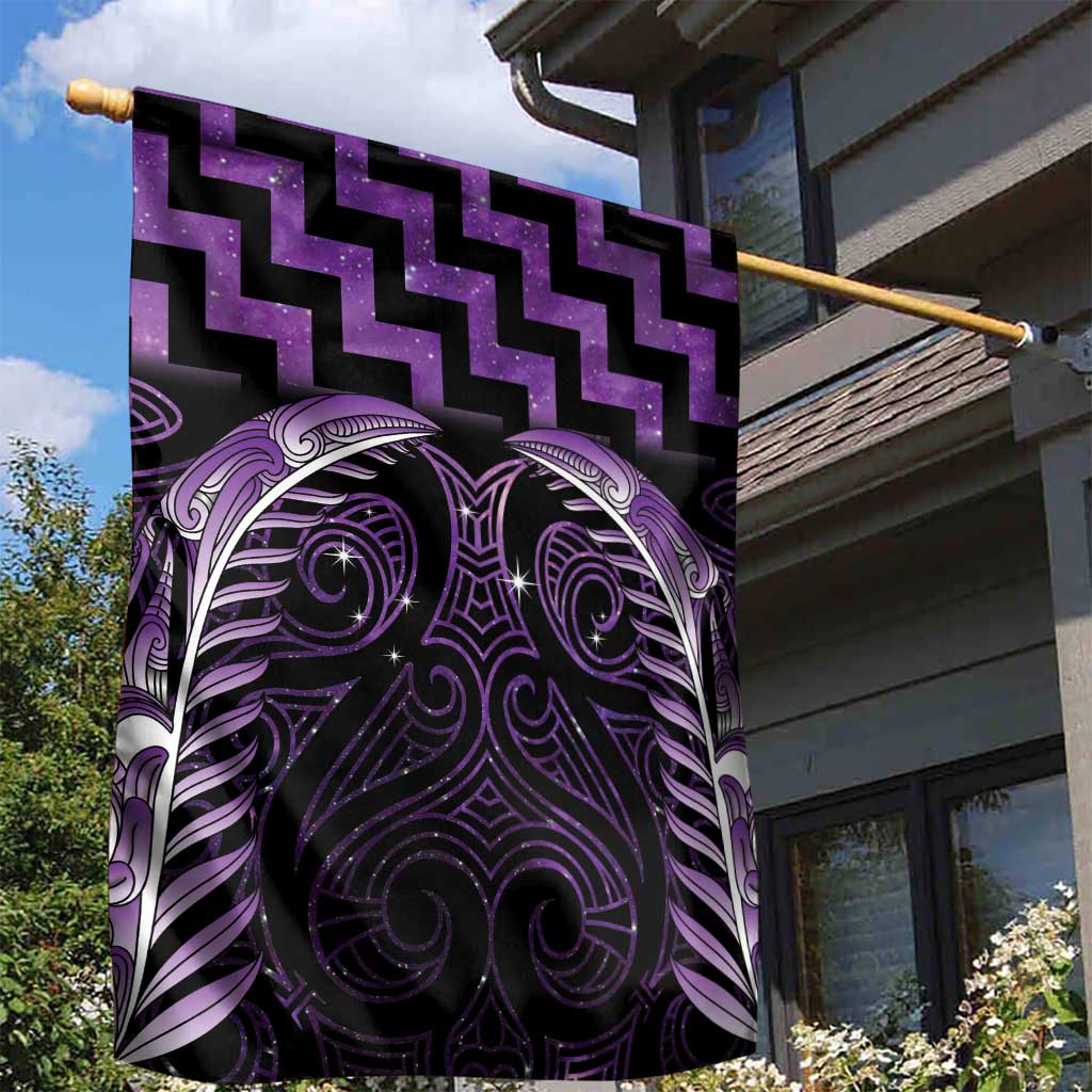 Purple Matariki New Zealand Garden Flag Maori Poutama Galaxy Vibes