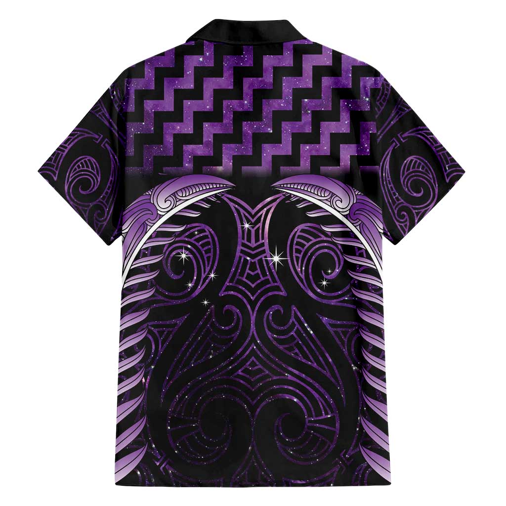 Purple Matariki New Zealand Hawaiian Shirt Maori Poutama Galaxy Vibes