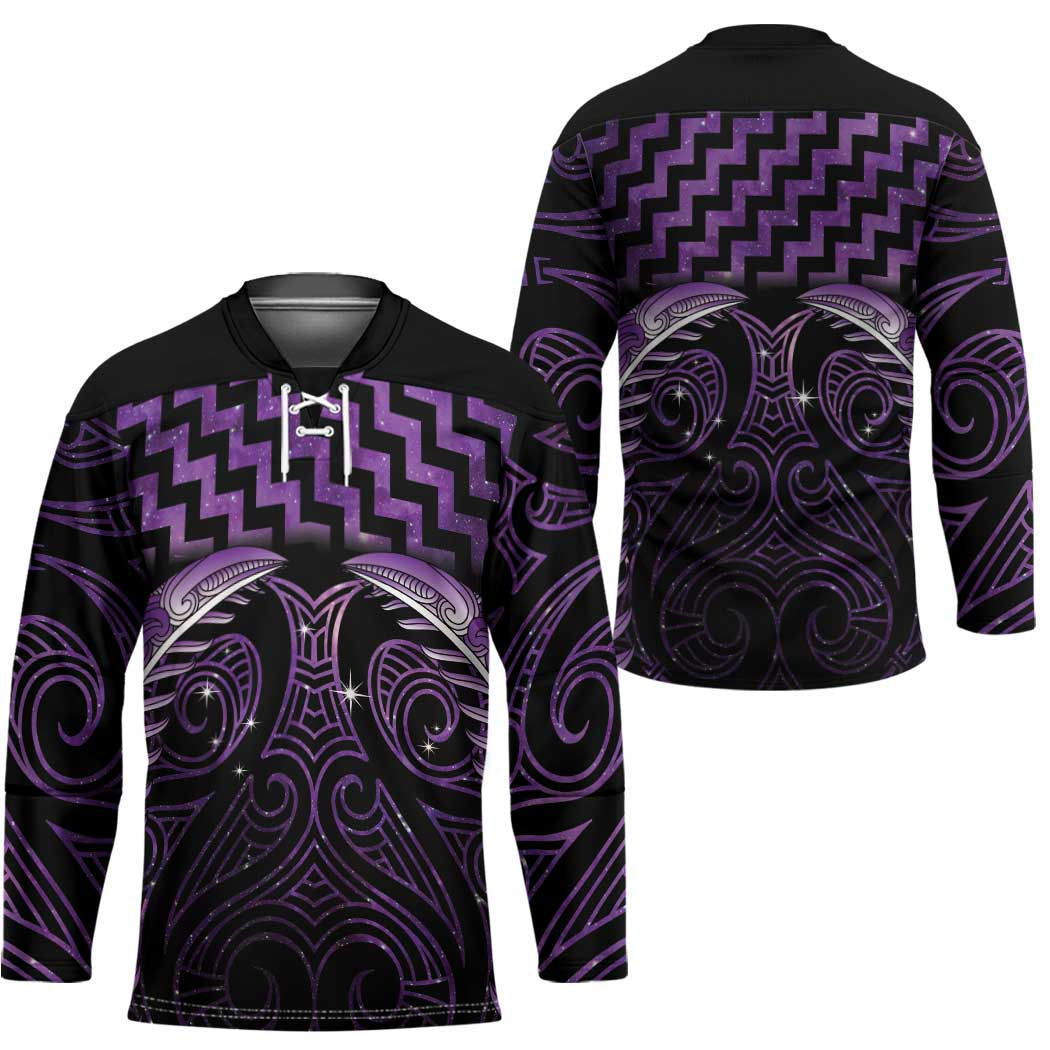 Purple Matariki New Zealand Hockey Jersey Maori Poutama Galaxy Vibes - Polynesian Pride