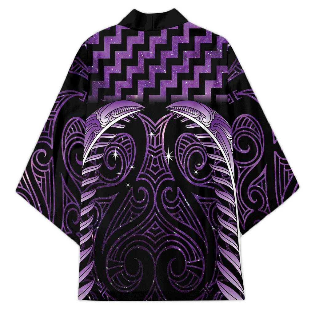 Purple Matariki New Zealand Kimono Maori Poutama Galaxy Vibes - Polynesian Pride