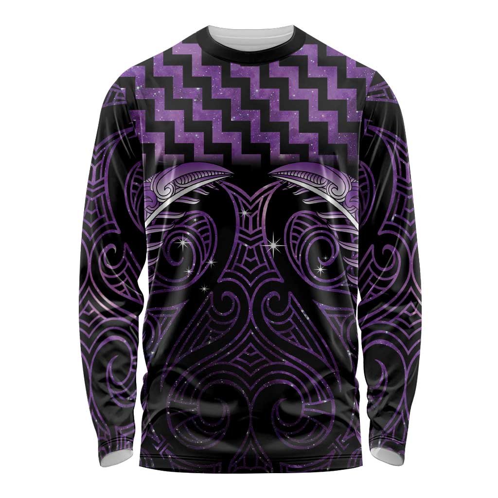 Purple Matariki New Zealand Long Sleeve Shirt Maori Poutama Galaxy Vibes