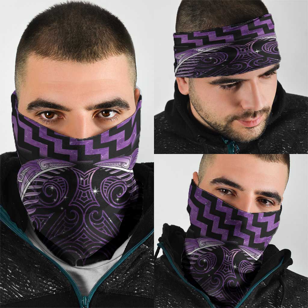 Purple Matariki New Zealand Neck Gaiter Maori Poutama Galaxy Vibes - Polynesian Pride