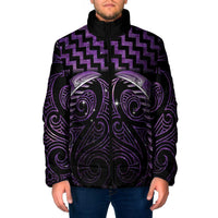 Purple Matariki New Zealand Padded Jacket Maori Poutama Galaxy Vibes - Polynesian Pride