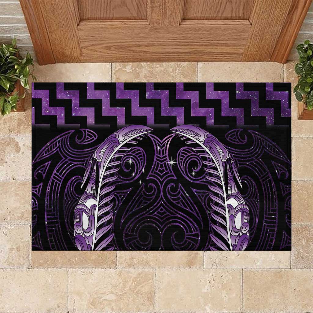 Purple Matariki New Zealand Rubber Doormat Maori Poutama Galaxy Vibes