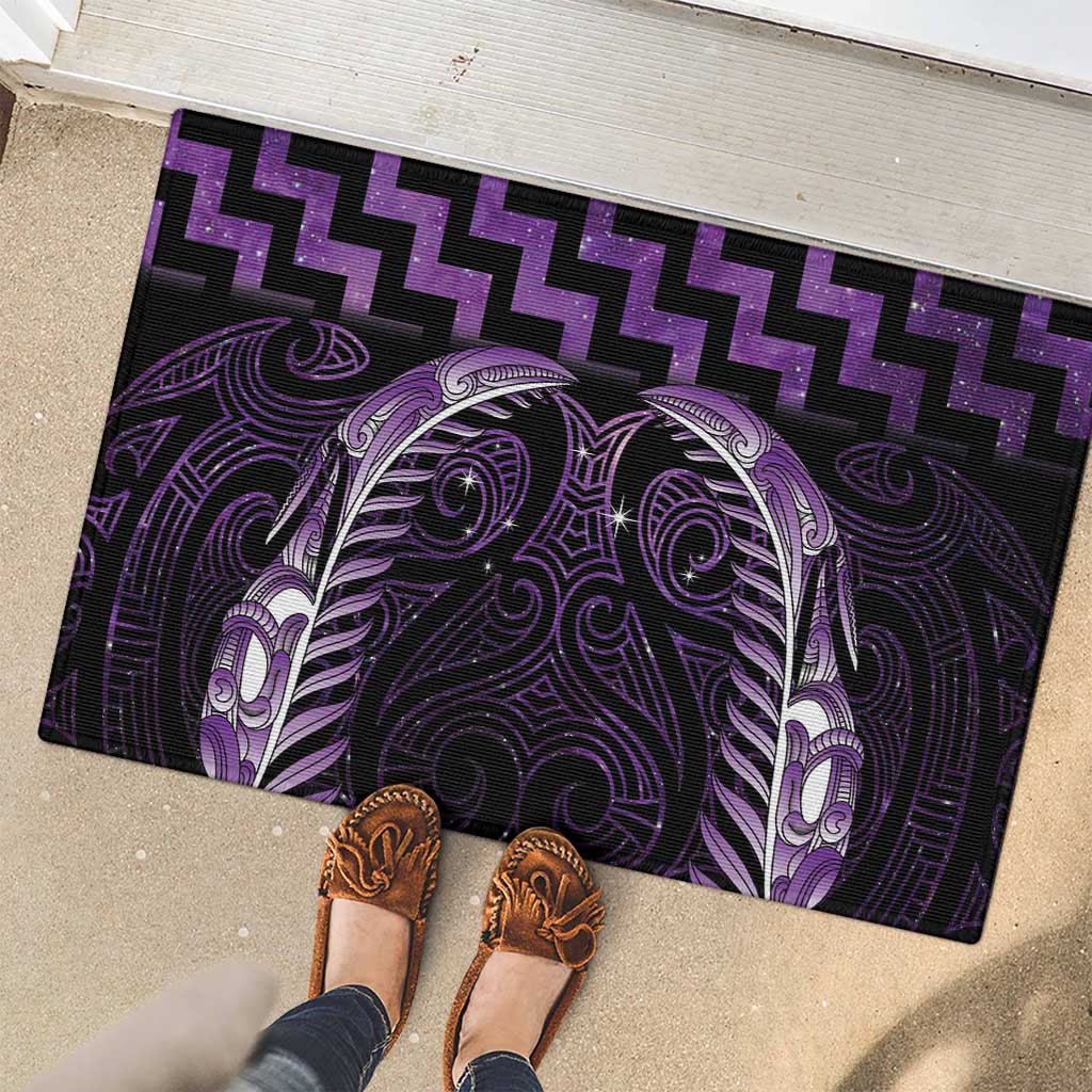 Purple Matariki New Zealand Rubber Doormat Maori Poutama Galaxy Vibes