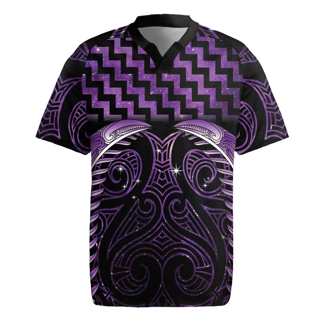 Purple Matariki New Zealand Rugby Jersey Maori Poutama Galaxy Vibes
