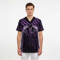 Purple Matariki New Zealand Scrub Top Maori Poutama Galaxy Vibes - Polynesian Pride