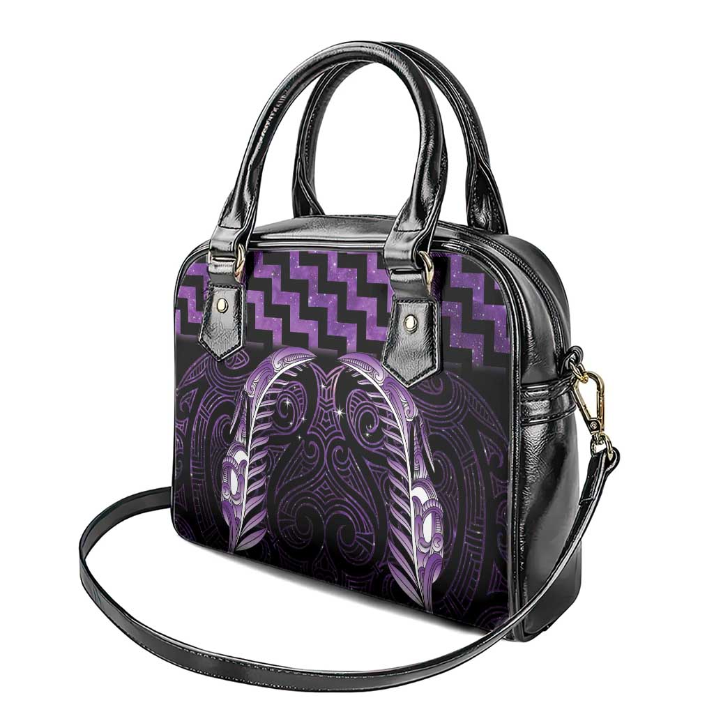 Purple Matariki New Zealand Shoulder Handbag Maori Poutama Galaxy Vibes