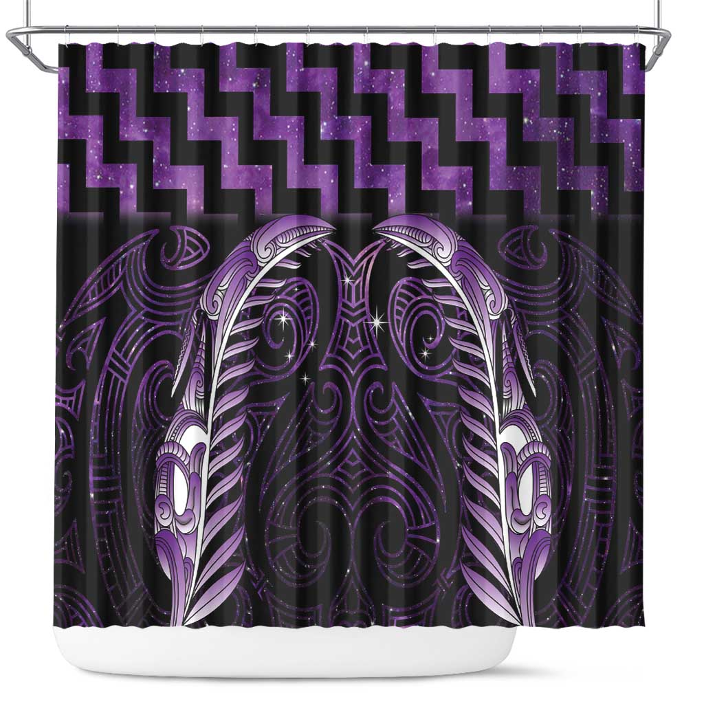 Purple Matariki New Zealand Shower Curtain Maori Poutama Galaxy Vibes