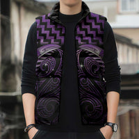 Purple Matariki New Zealand Sleeveless Puffer Jacket Maori Poutama Galaxy Vibes - Polynesian Pride