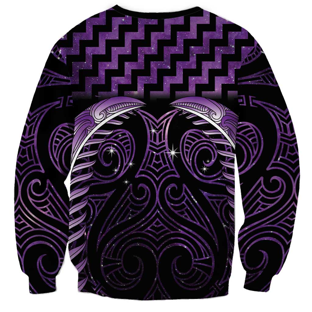Purple Matariki New Zealand Sweatshirt Maori Poutama Galaxy Vibes