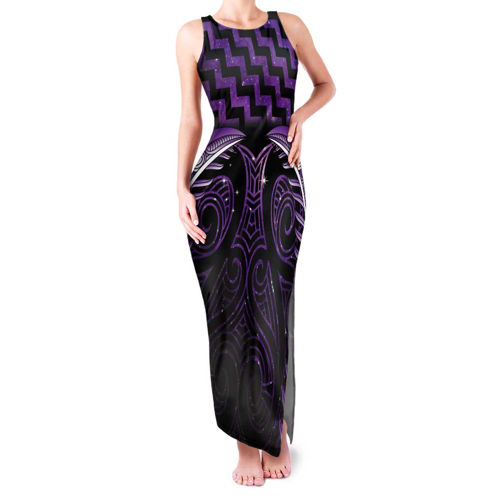 Purple Matariki New Zealand Tank Maxi Dress Maori Poutama Galaxy Vibes