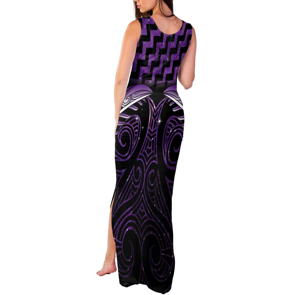 Purple Matariki New Zealand Tank Maxi Dress Maori Poutama Galaxy Vibes