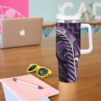 Purple Matariki New Zealand Tumbler With Handle Maori Poutama Galaxy Vibes