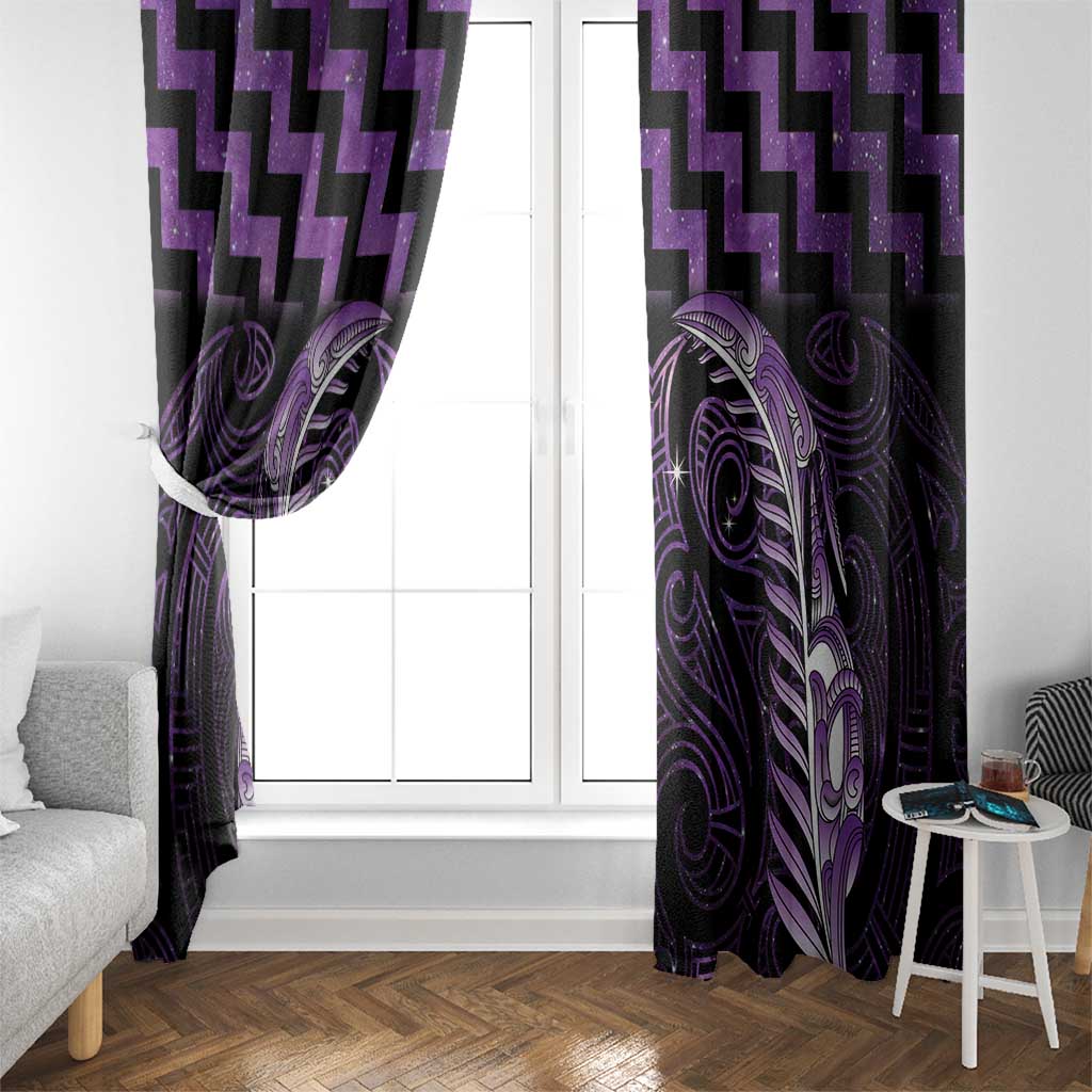 Purple Matariki New Zealand Window Curtain Maori Poutama Galaxy Vibes