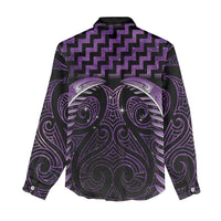 Purple Matariki New Zealand Women Casual Shirt Maori Poutama Galaxy Vibes