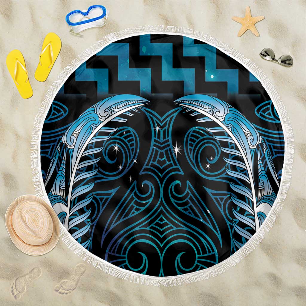 Blue Matariki New Zealand Beach Blanket Maori Poutama Galaxy Vibes