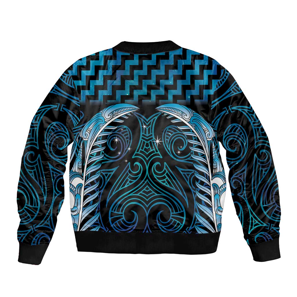 Blue Matariki New Zealand Bomber Jacket Maori Poutama Galaxy Vibes