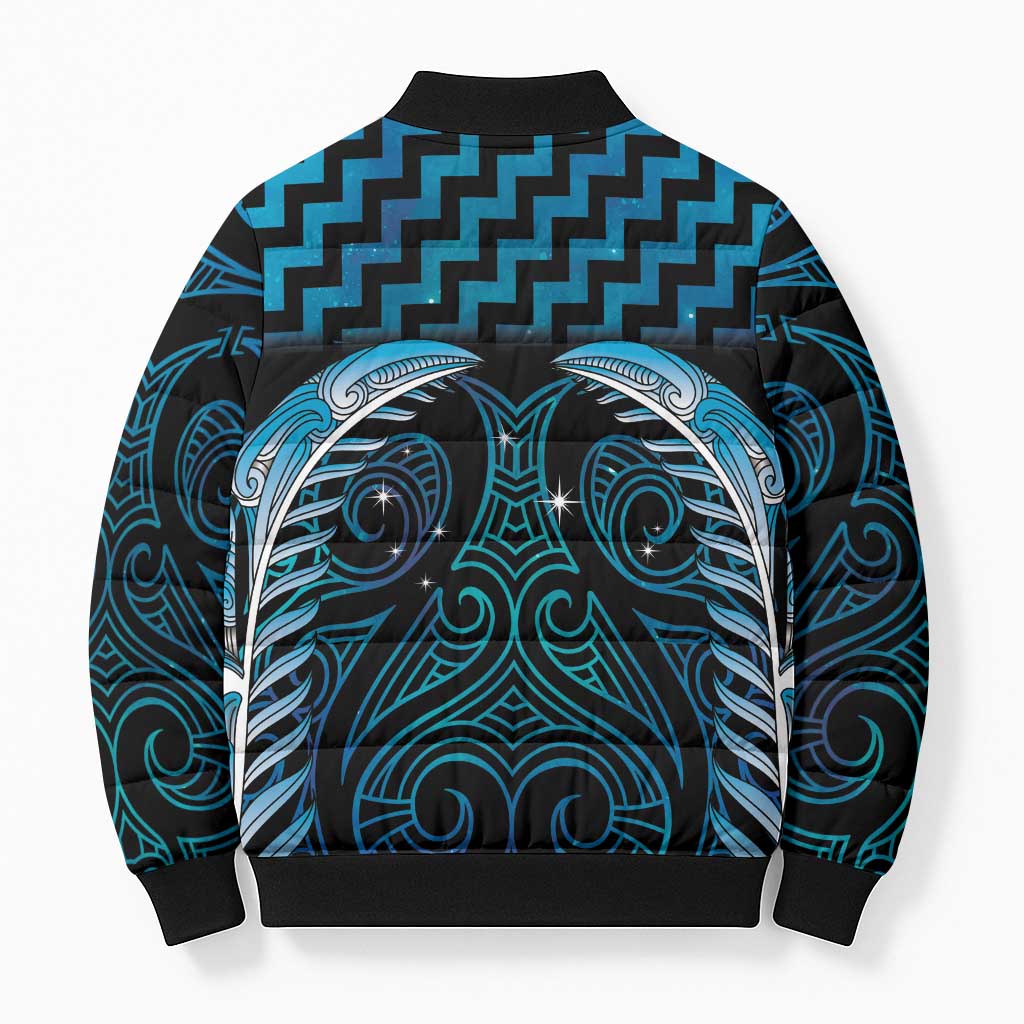 Blue Matariki New Zealand Bomber Puffer Jacket Maori Poutama Galaxy Vibes - Polynesian Pride