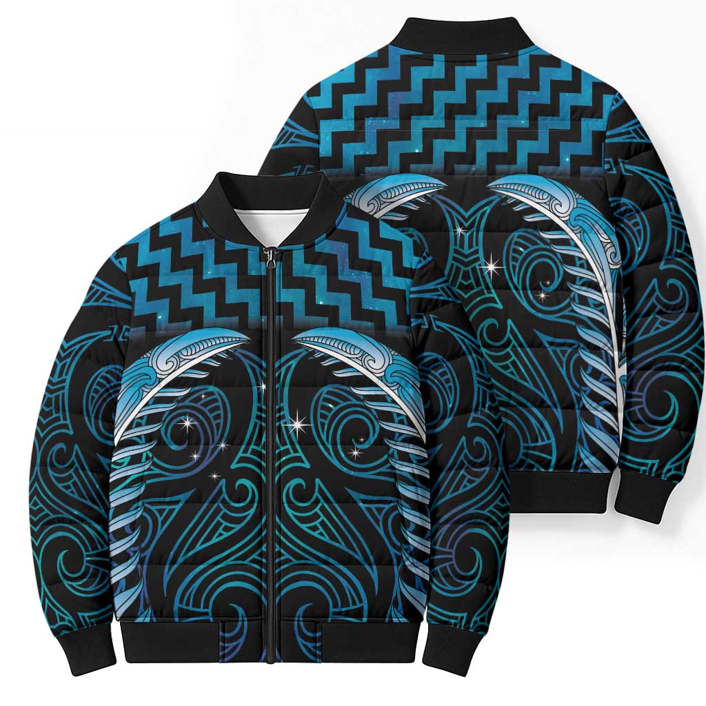 Blue Matariki New Zealand Bomber Puffer Jacket Maori Poutama Galaxy Vibes - Polynesian Pride