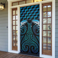 Blue Matariki New Zealand Door Cover Maori Poutama Galaxy Vibes - Polynesian Pride
