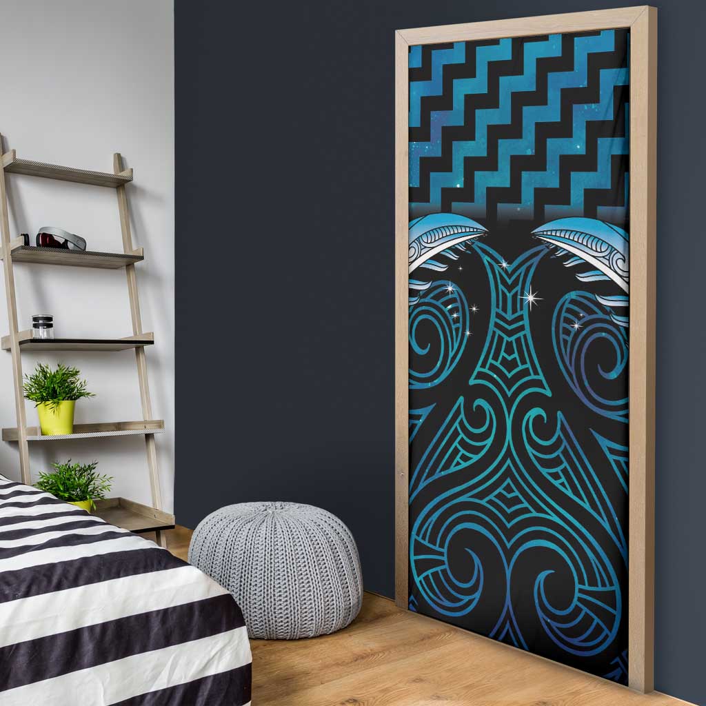 Blue Matariki New Zealand Door Cover Maori Poutama Galaxy Vibes - Polynesian Pride