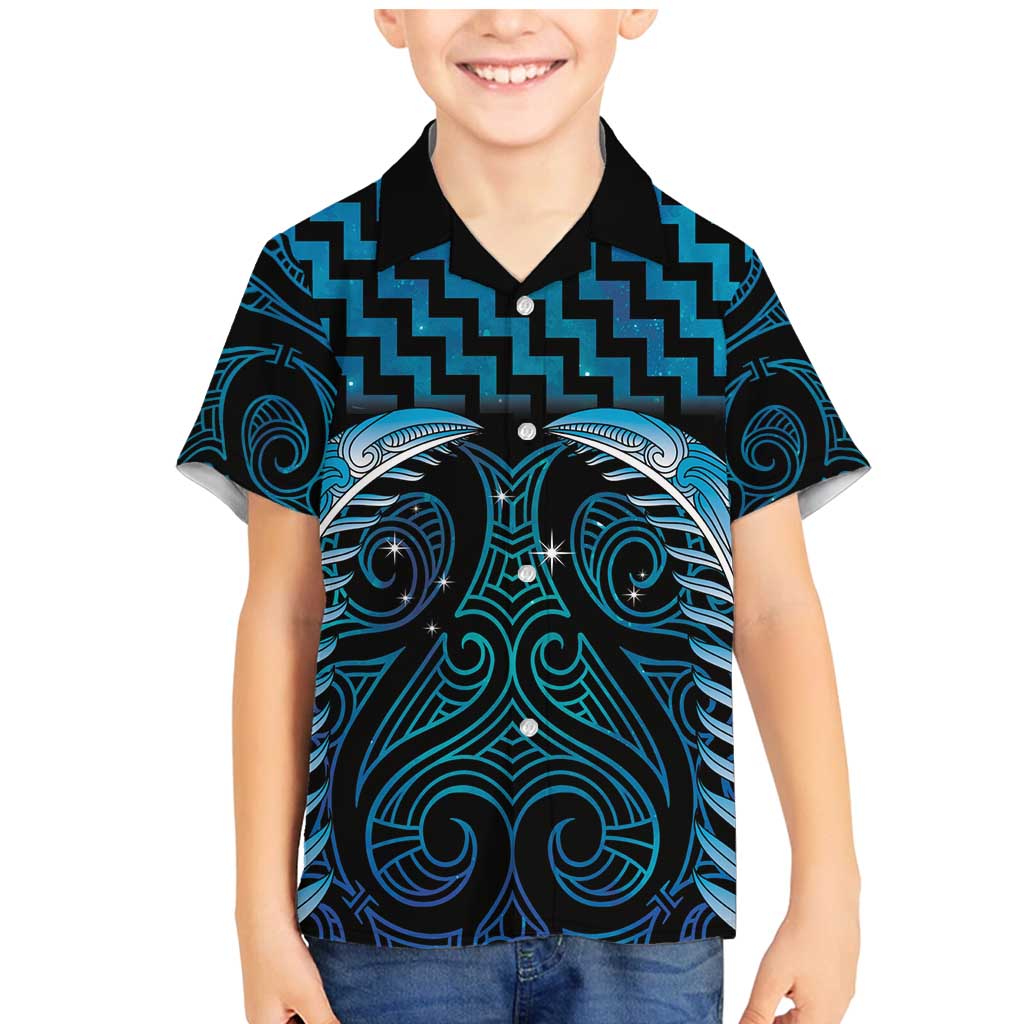 Blue Matariki New Zealand Family Matching Mermaid Dress and Hawaiian Shirt Maori Poutama Galaxy Vibes