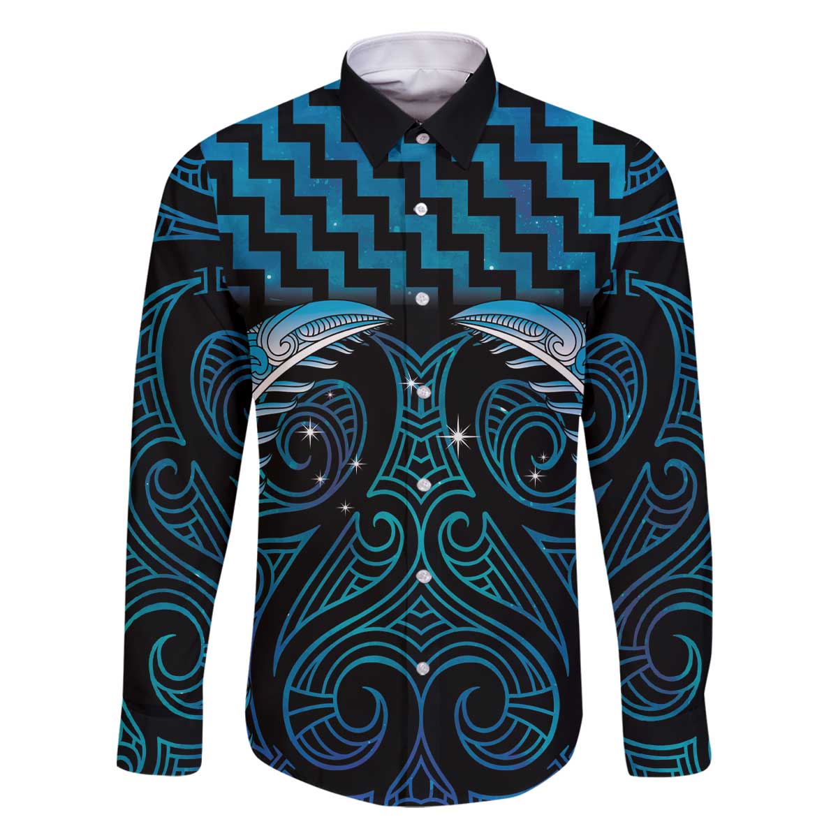 Blue Matariki New Zealand Family Matching Off The Shoulder Long Sleeve Dress and Hawaiian Shirt Maori Poutama Galaxy Vibes