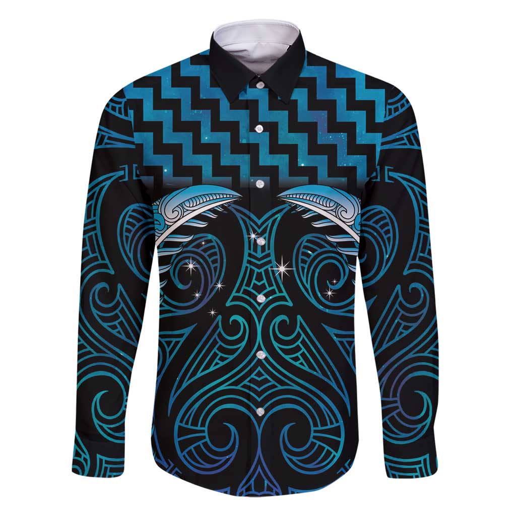 Blue Matariki New Zealand Family Matching Summer Maxi Dress and Hawaiian Shirt Maori Poutama Galaxy Vibes