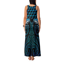 Blue Matariki New Zealand Family Matching Tank Maxi Dress and Hawaiian Shirt Maori Poutama Galaxy Vibes