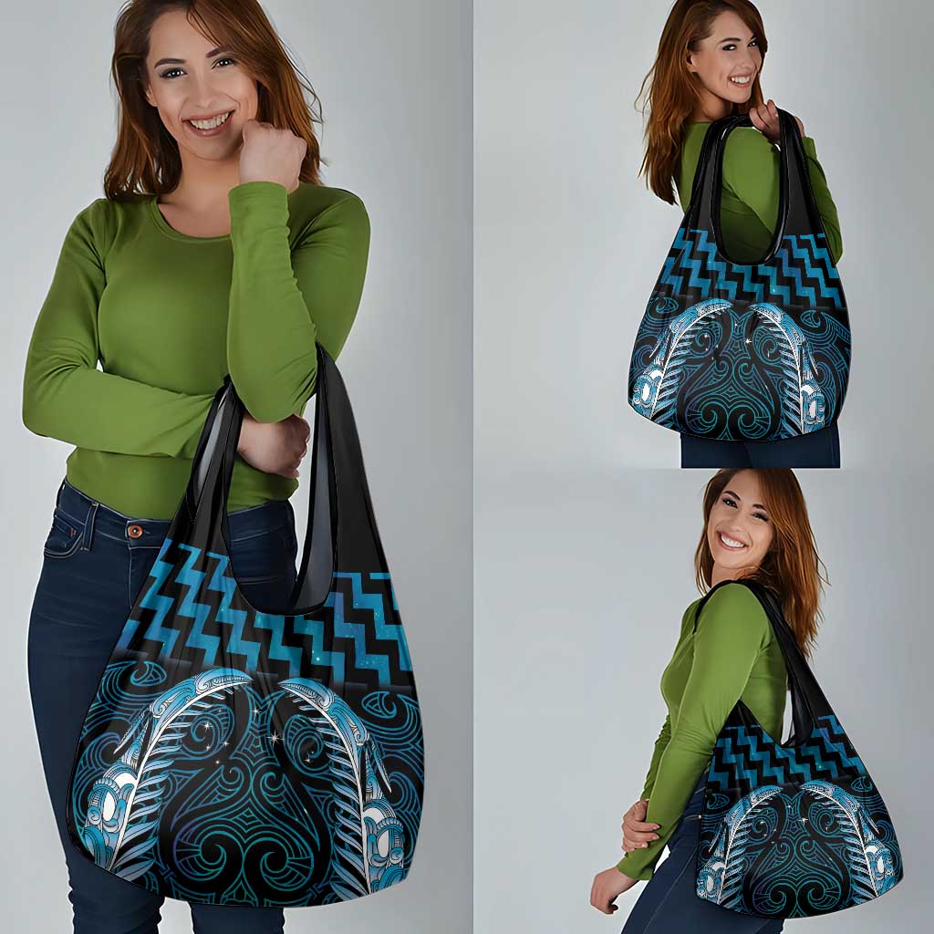 Blue Matariki New Zealand Grocery Bag Maori Poutama Galaxy Vibes