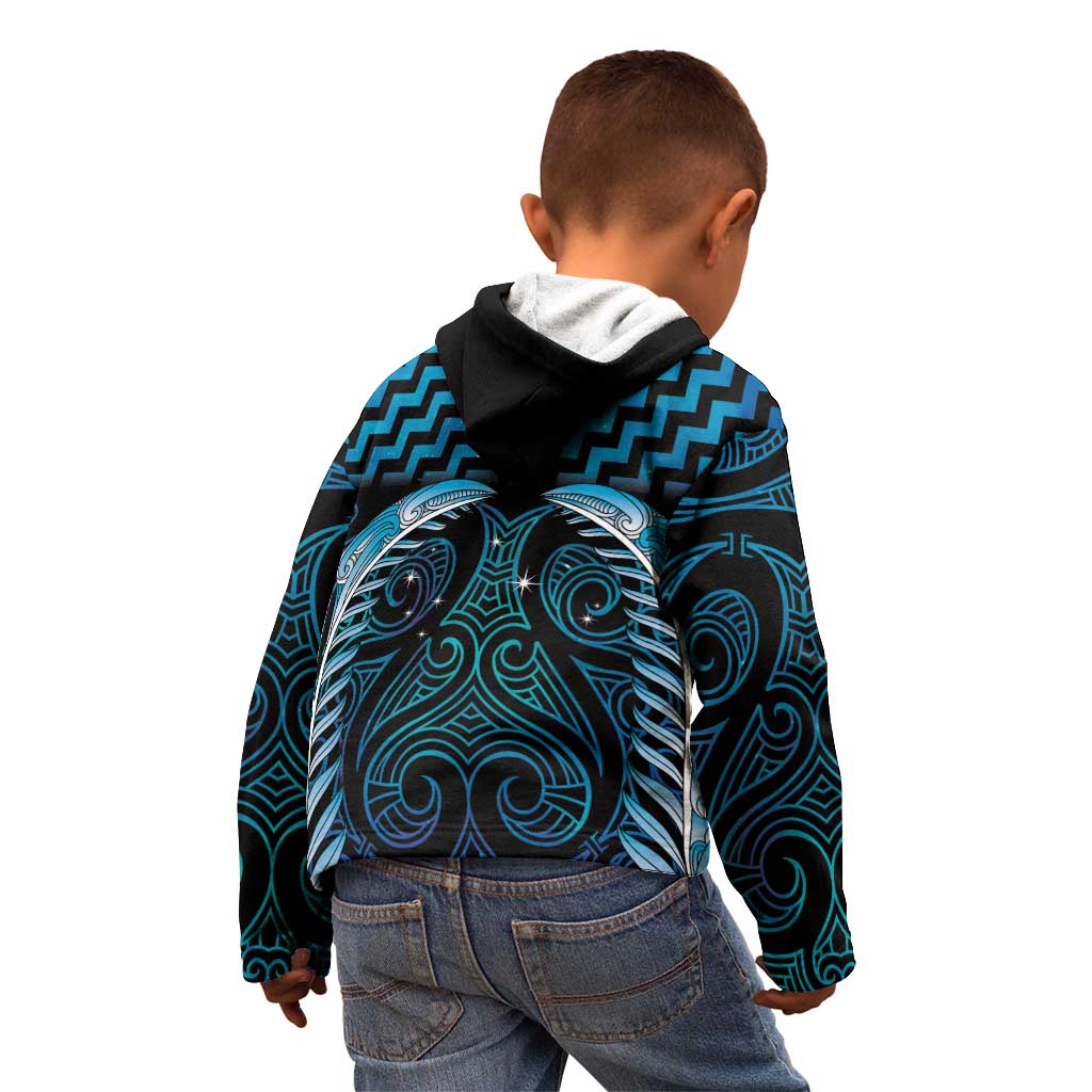 Blue Matariki New Zealand Kid Hoodie Maori Poutama Galaxy Vibes
