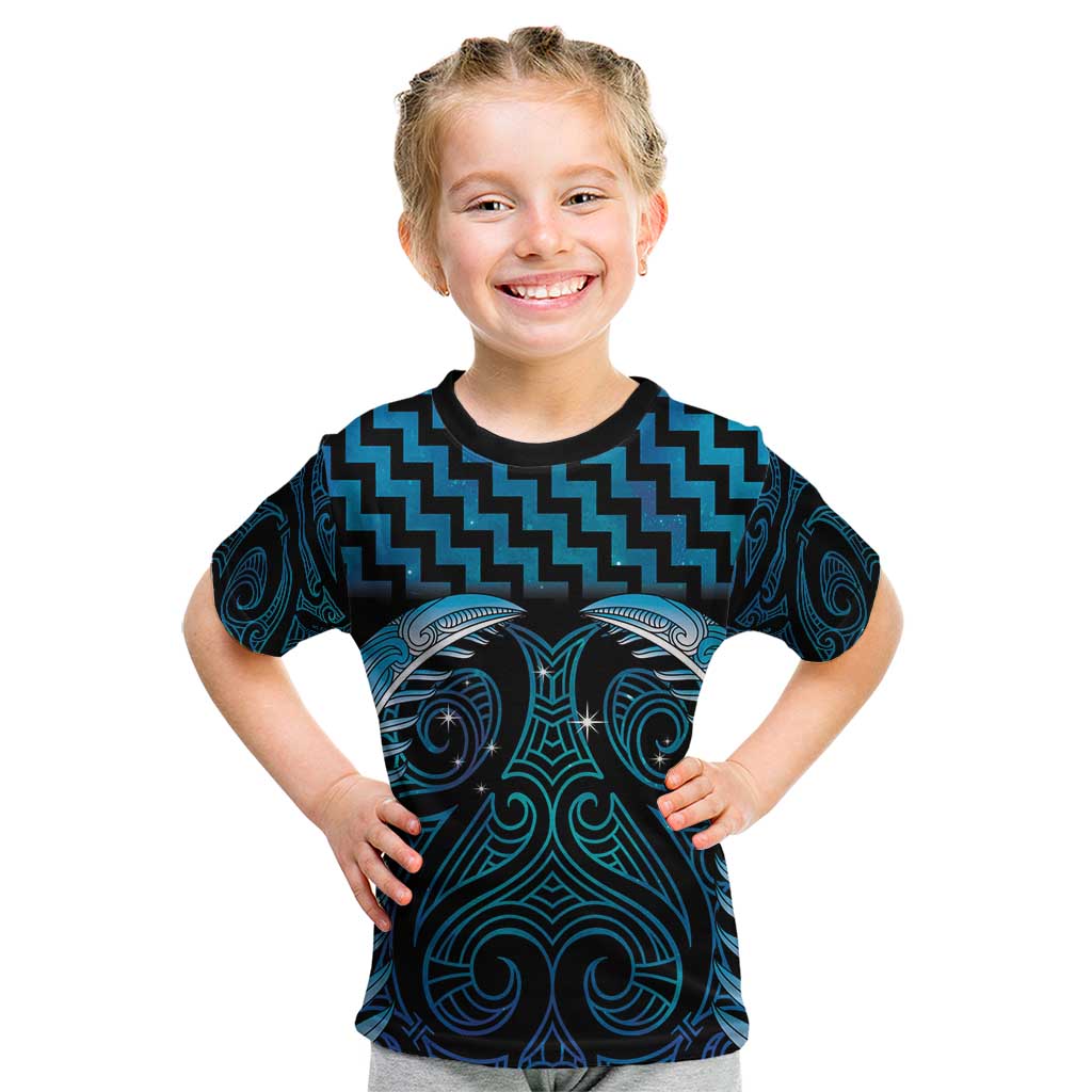 Blue Matariki New Zealand Kid T Shirt Maori Poutama Galaxy Vibes