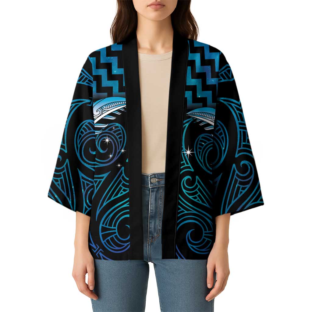 Blue Matariki New Zealand Kimono Maori Poutama Galaxy Vibes - Polynesian Pride