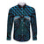 Blue Matariki New Zealand Long Sleeve Button Shirt Maori Poutama Galaxy Vibes