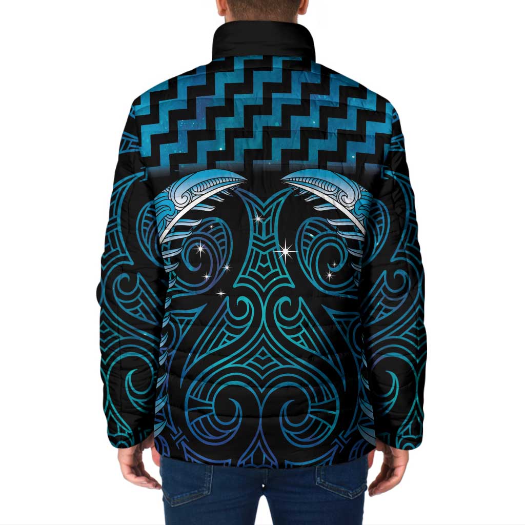 Blue Matariki New Zealand Padded Jacket Maori Poutama Galaxy Vibes - Polynesian Pride