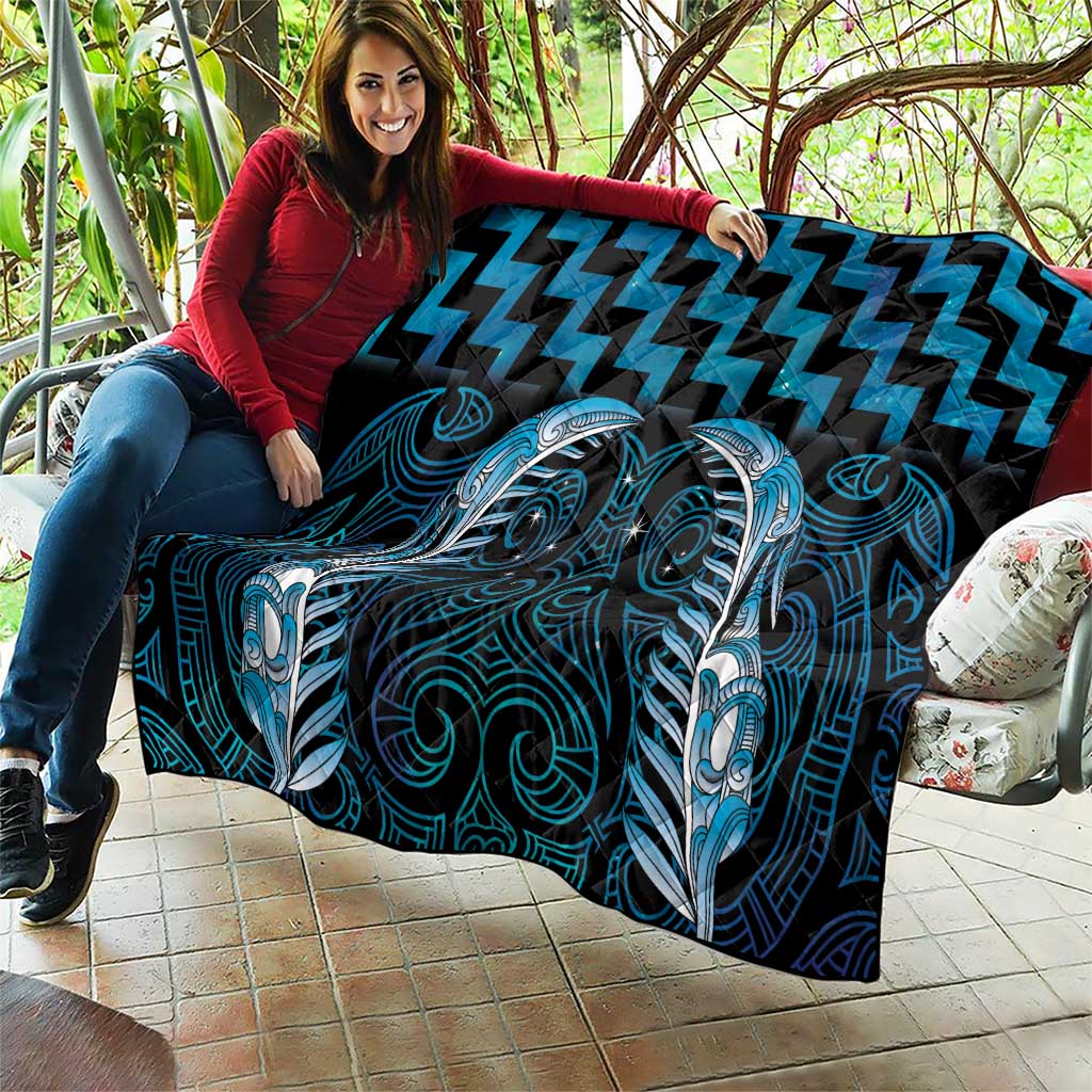 Blue Matariki New Zealand Quilt Maori Poutama Galaxy Vibes