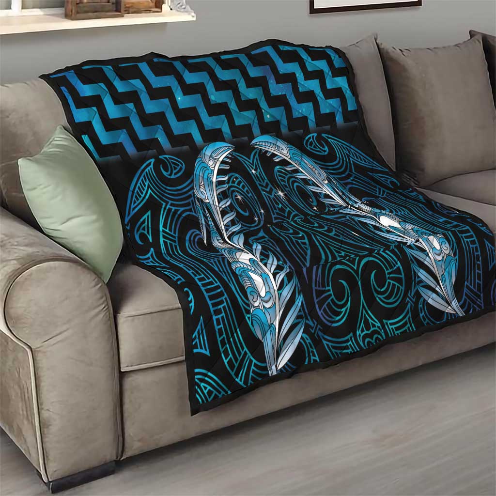 Blue Matariki New Zealand Quilt Maori Poutama Galaxy Vibes