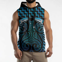 Blue Matariki New Zealand Sleeveless Hoodie Maori Poutama Galaxy Vibes - Polynesian Pride