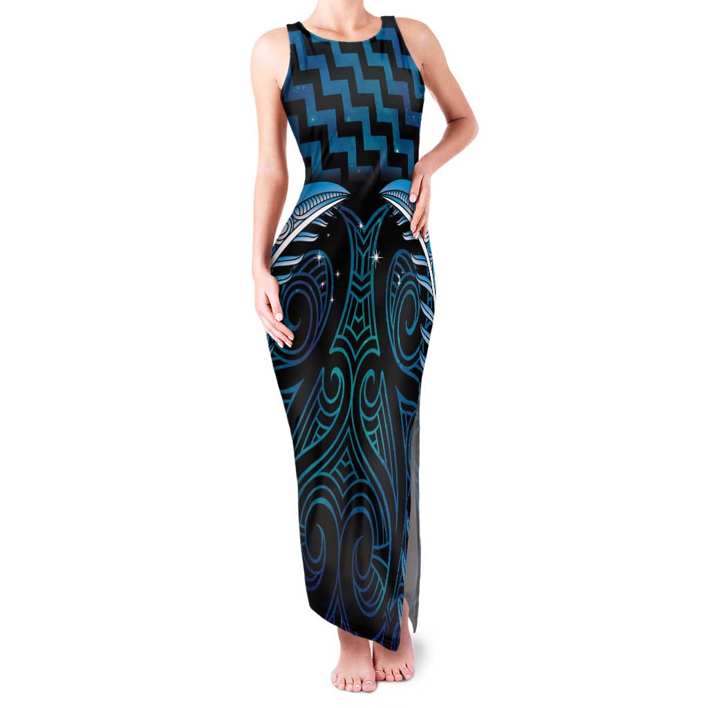 Blue Matariki New Zealand Tank Maxi Dress Maori Poutama Galaxy Vibes