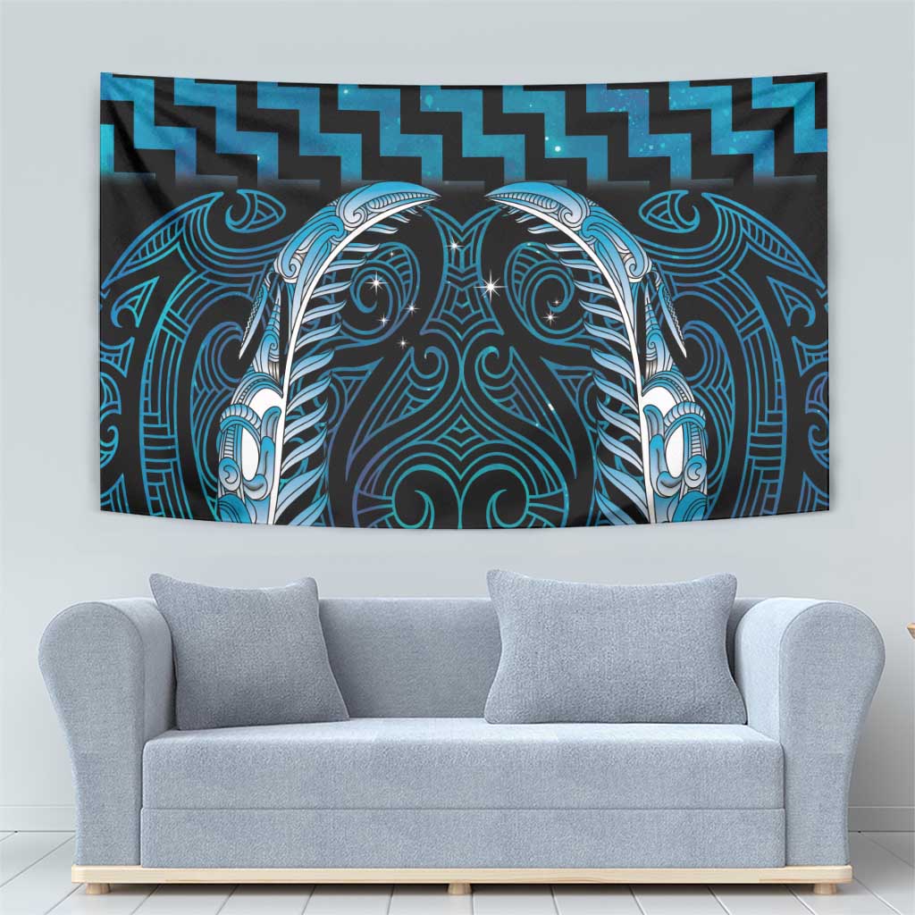 Blue Matariki New Zealand Tapestry Maori Poutama Galaxy Vibes
