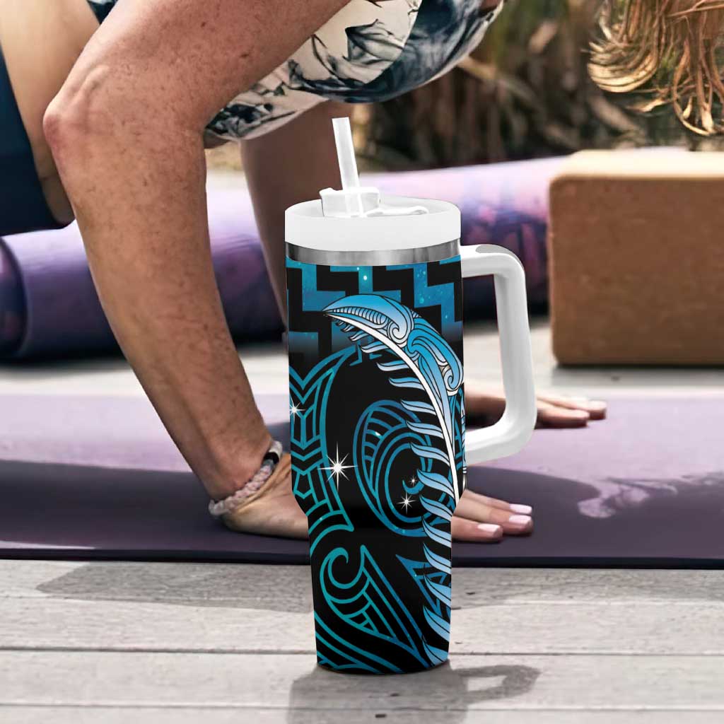 Blue Matariki New Zealand Tumbler With Handle Maori Poutama Galaxy Vibes